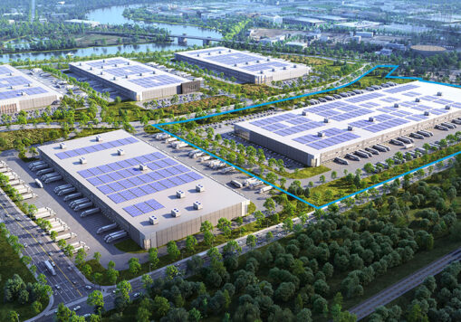 Aerial overview of the industrial campus