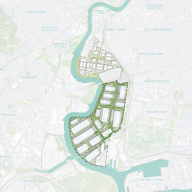 Map graphic of The Bellweather District's industrial campus location